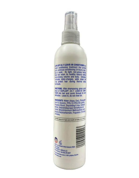 Isoplus 24-7 Leave-In Conditioner hands applying, delivers lightweight hydration.
