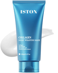 ISTON Collagen Night Wrapping Mask jar close-up showing hydrolyzed collagen for hydration.