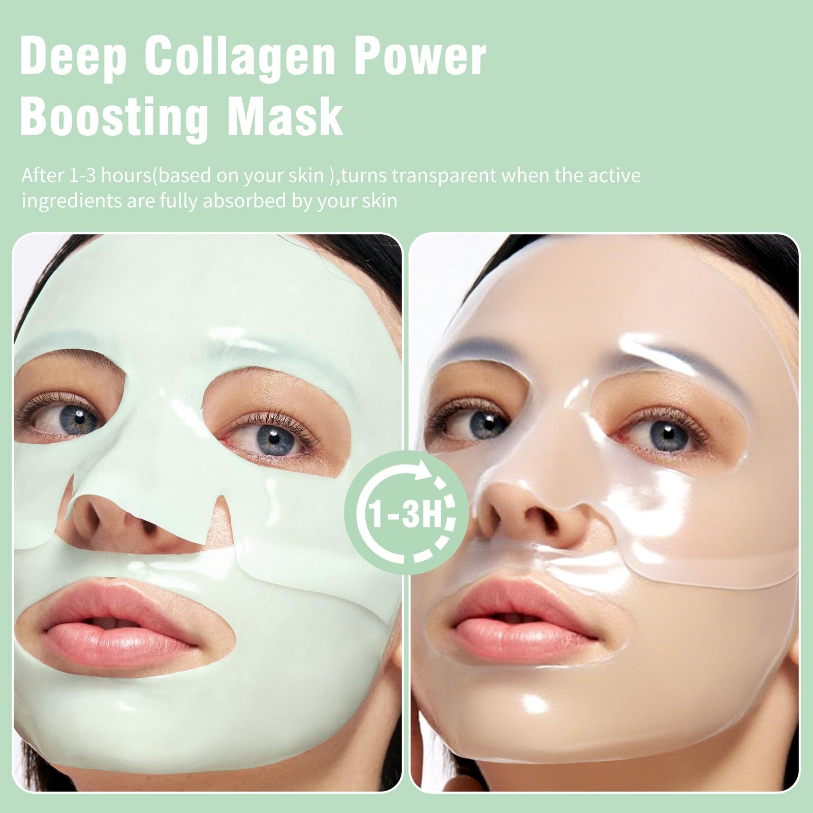 ISTON Overnight Hydrogel Mask applied on cheek demonstrates overnight hydration.