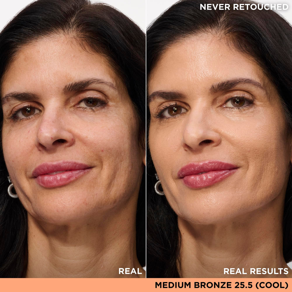IT Cosmetics concealer swatches in Medium Bronze demonstrate rich, long-lasting coverage.