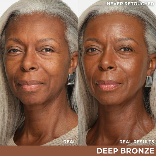 IT Cosmetics CC+ Nude Glow Deep Bronze swatch on skin reveals natural radiant glow.