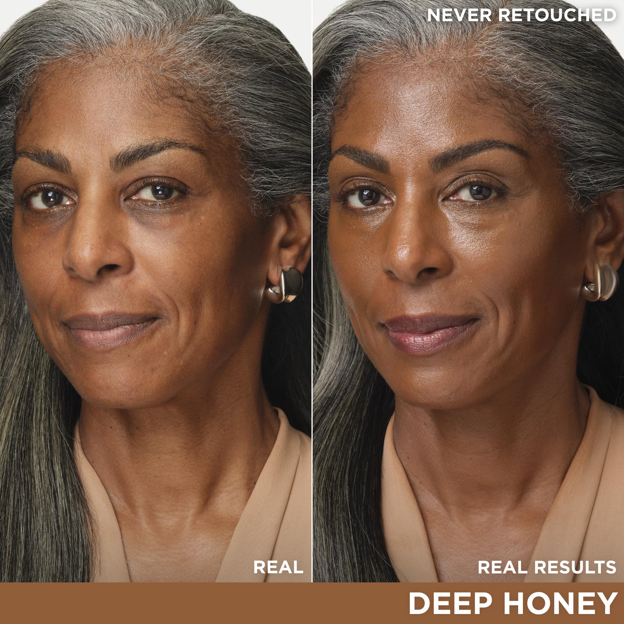 IT Cosmetics CC+ Nude Glow Deep Honey swatches reveal medium coverage and brightness