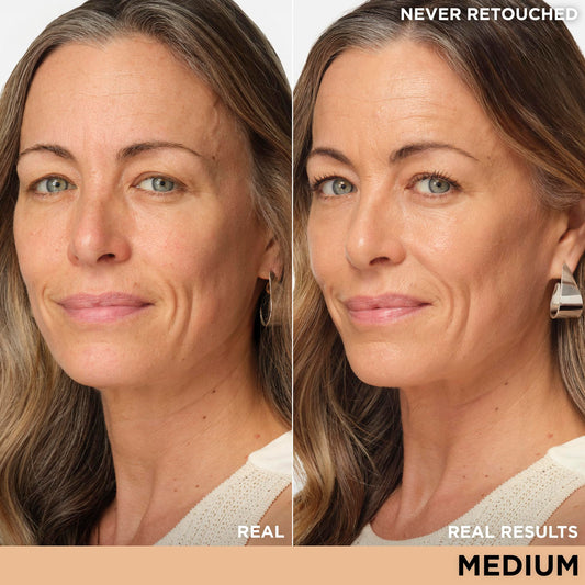 IT Cosmetics CC+ Nude Glow Medium swatches reveal seamless shade match and light-to-medium coverage.