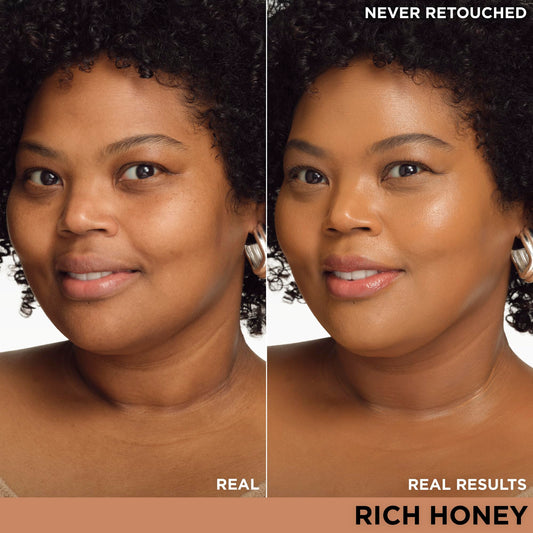 Swatch of IT Cosmetics CC+ Nude Glow Rich Honey on forearm.