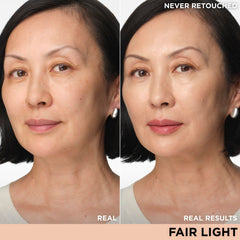 Swatches of IT Cosmetics CC+ Nude Glow in Fair Light showing natural tone match.