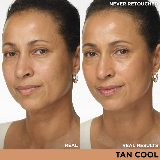 IT Cosmetics CC+ Nude Glow Tan Cool swatch on skin reveals even, radiant tone.