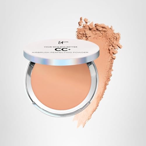 IT Cosmetics CC+ Airbrush Powder finish-on-skin shows a balanced, lightweight glow.