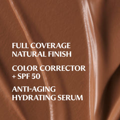 Texture swatch of IT Cosmetics CC+ Cream Deep Bronze showing natural full-coverage finish and color correction.