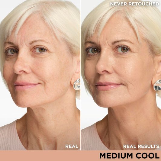 Swatch of IT Cosmetics CC+ Cream on arm showing medium-cool shade blend