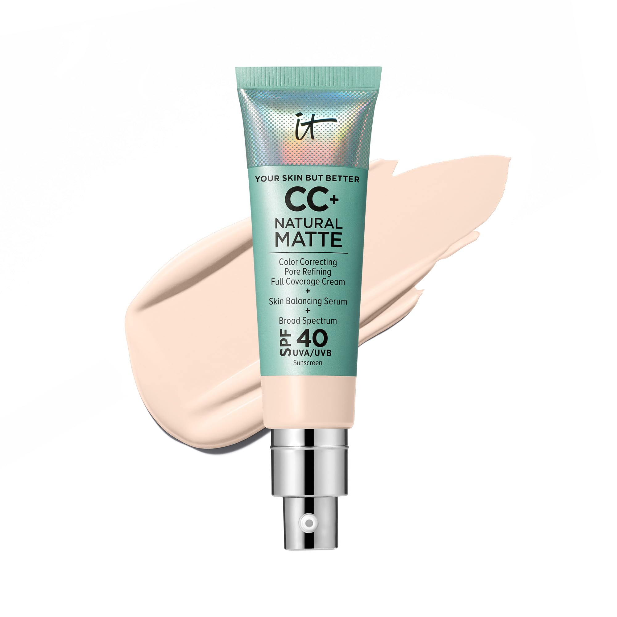 IT Cosmetics CC+ Natural Matte bottle for Fair Porcelain skin with oil-control matte finish.