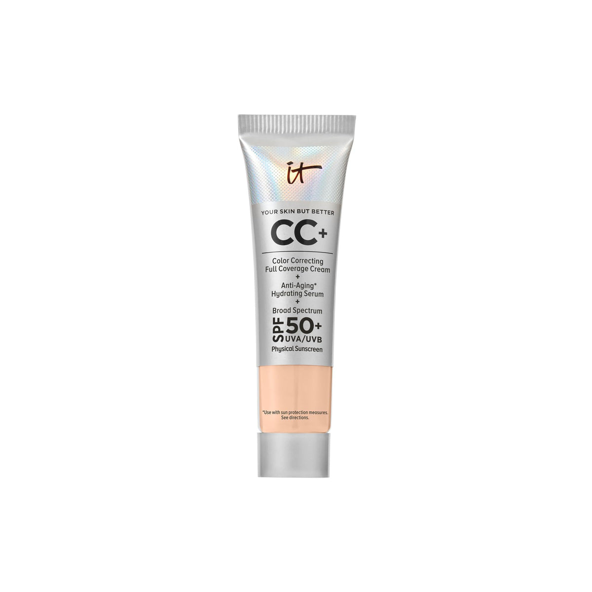 IT Cosmetics CC+ Cream Travel bottle with pump for on the go SPF 50+ foundation