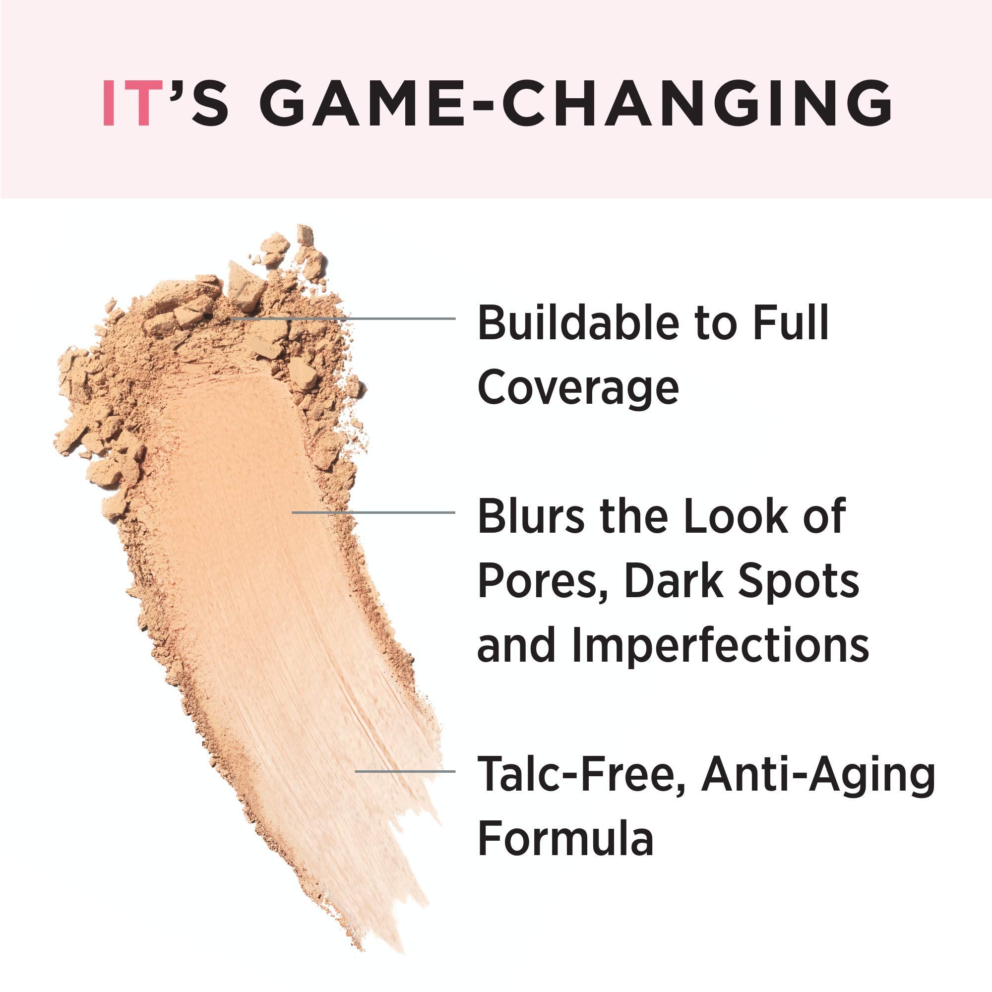 IT Cosmetics CC+ Airbrush Powder swatches blur pores and even out skin tone.