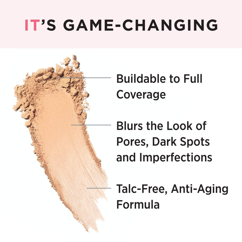 IT Cosmetics CC+ Airbrush Powder swatches blur pores and even out skin tone.