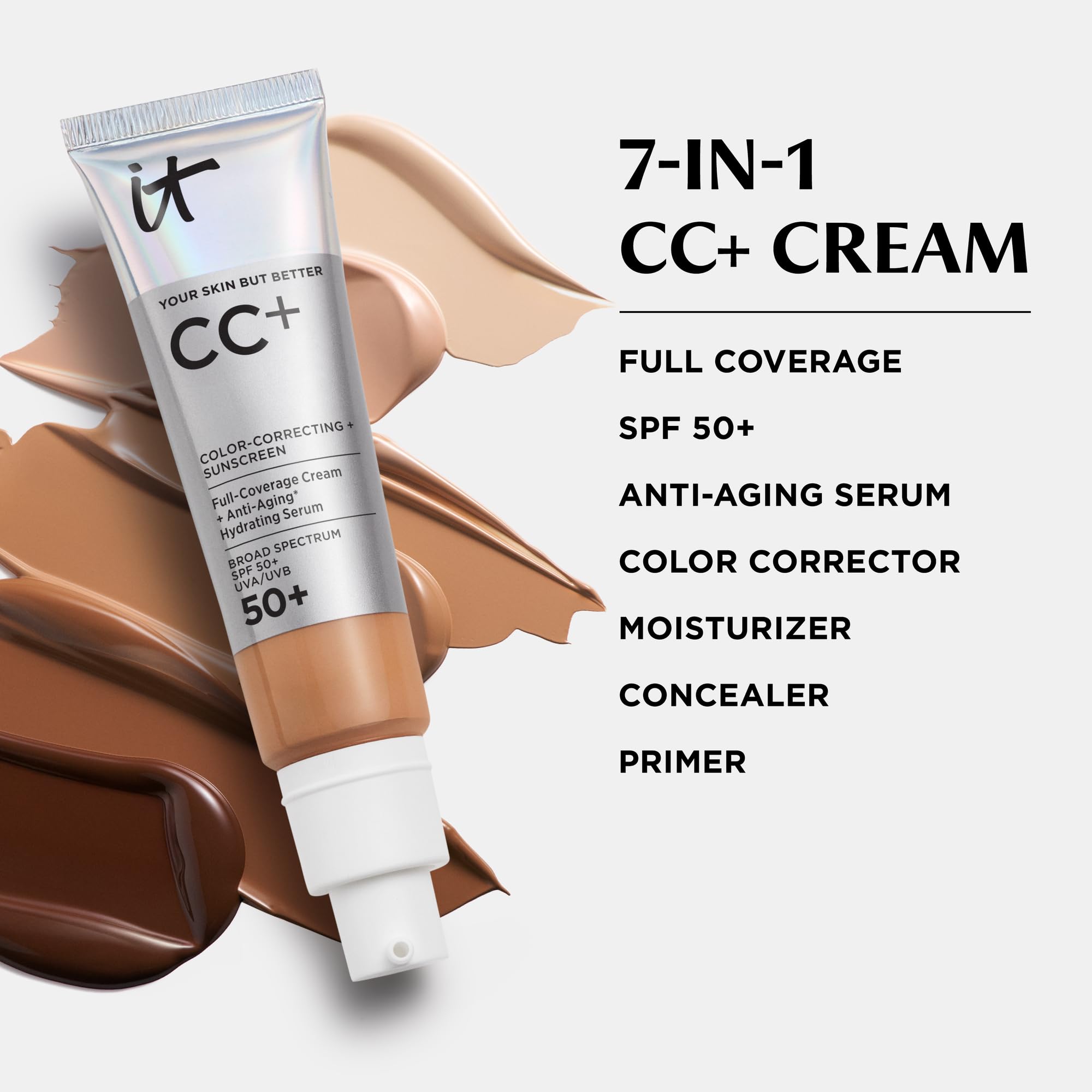 Buildable CC+ Cream delivers customizable coverage from light to full.