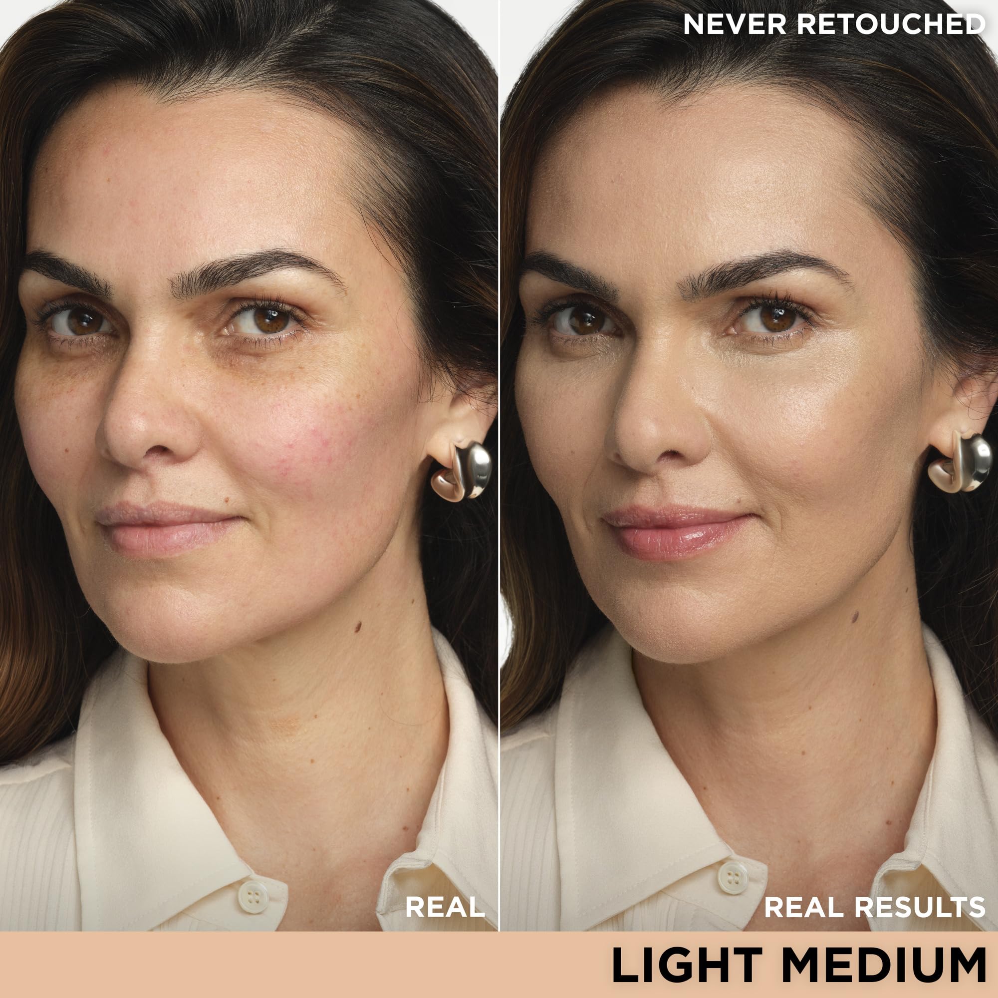 It Cosmetics CC+ Cream Travel application demonstrates even coverage and color correction on skin