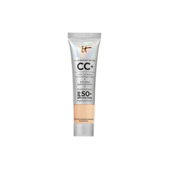 It Cosmetics CC+ Cream Travel bottle close-up showing portable foundation with SPF 50+ protection