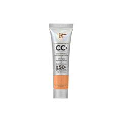 IT Cosmetics CC+ Cream Travel Tan Cool bottle, shade-matched hydration for a natural finish.