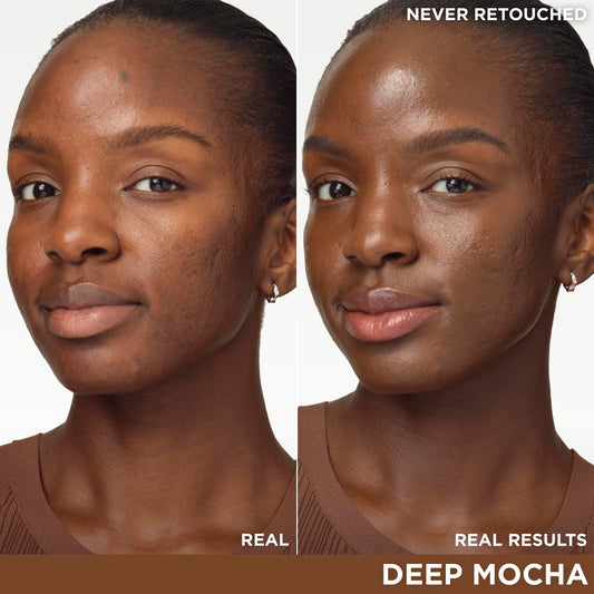 IT Cosmetics CC+ Nude Glow Deep Mocha swatch on skin shows medium coverage