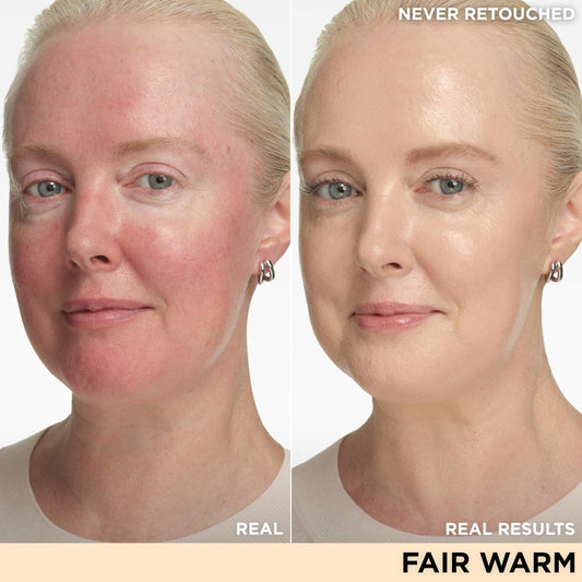 CC+ Nude Glow swatches on arm show fair warm tone and natural translucency