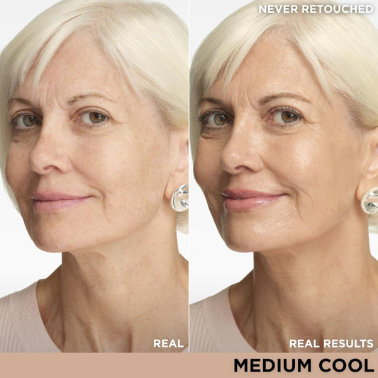 Swirl-on skin showing dewy glow and medium coverage of IT Cosmetics CC+ Nude Glow.