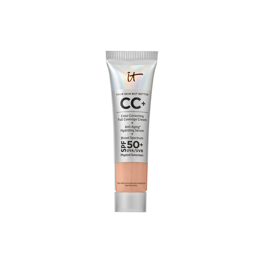 IT Cosmetics CC+ Cream Travel bottle with pump for easy on-the-go application.