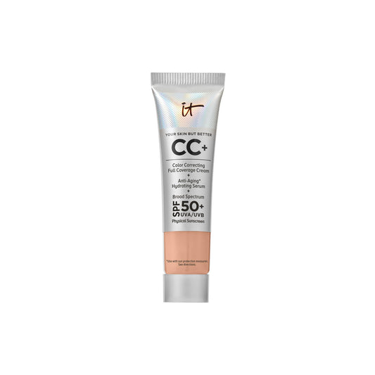 IT Cosmetics CC+ Cream Travel bottle with pump for easy on-the-go application.