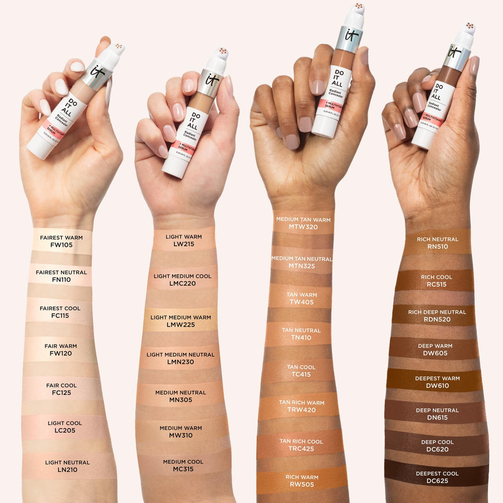 IT Cosmetics Do It All Radiant Concealer glow finish on model skin.