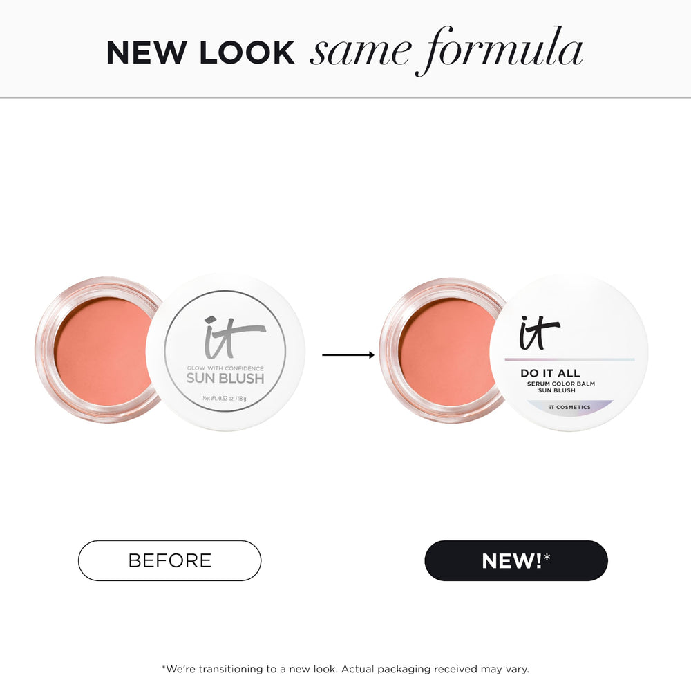 Smoothing and lifting feel of IT Cosmetics Do It All Serum Color Balm on skin