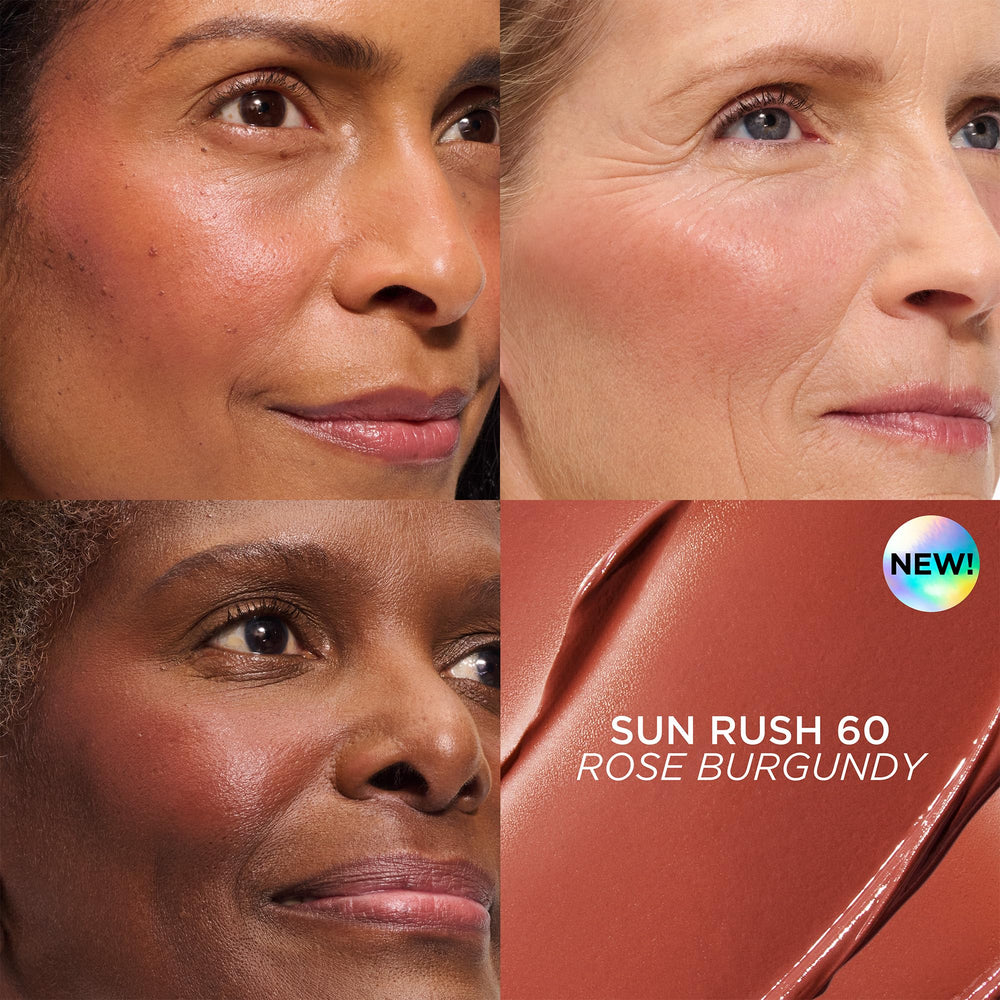 IT Cosmetics Do It All Serum Color Balm Sun Rush cheek swatch for buildable color.