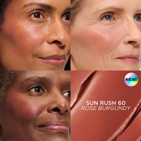 IT Cosmetics Do It All Serum Color Balm Sun Rush cheek swatch for buildable color.