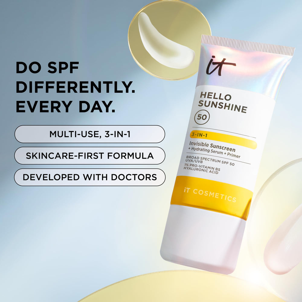 IT Cosmetics Hello Sunshine non-comedogenic formula for all day wear.