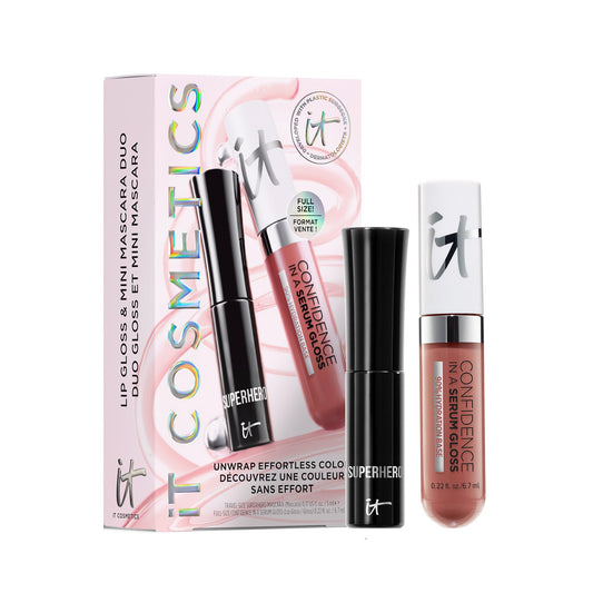 IT Cosmetics Confidence in a Serum Lip Gloss Self-Worth swatch highlights hydrating shine