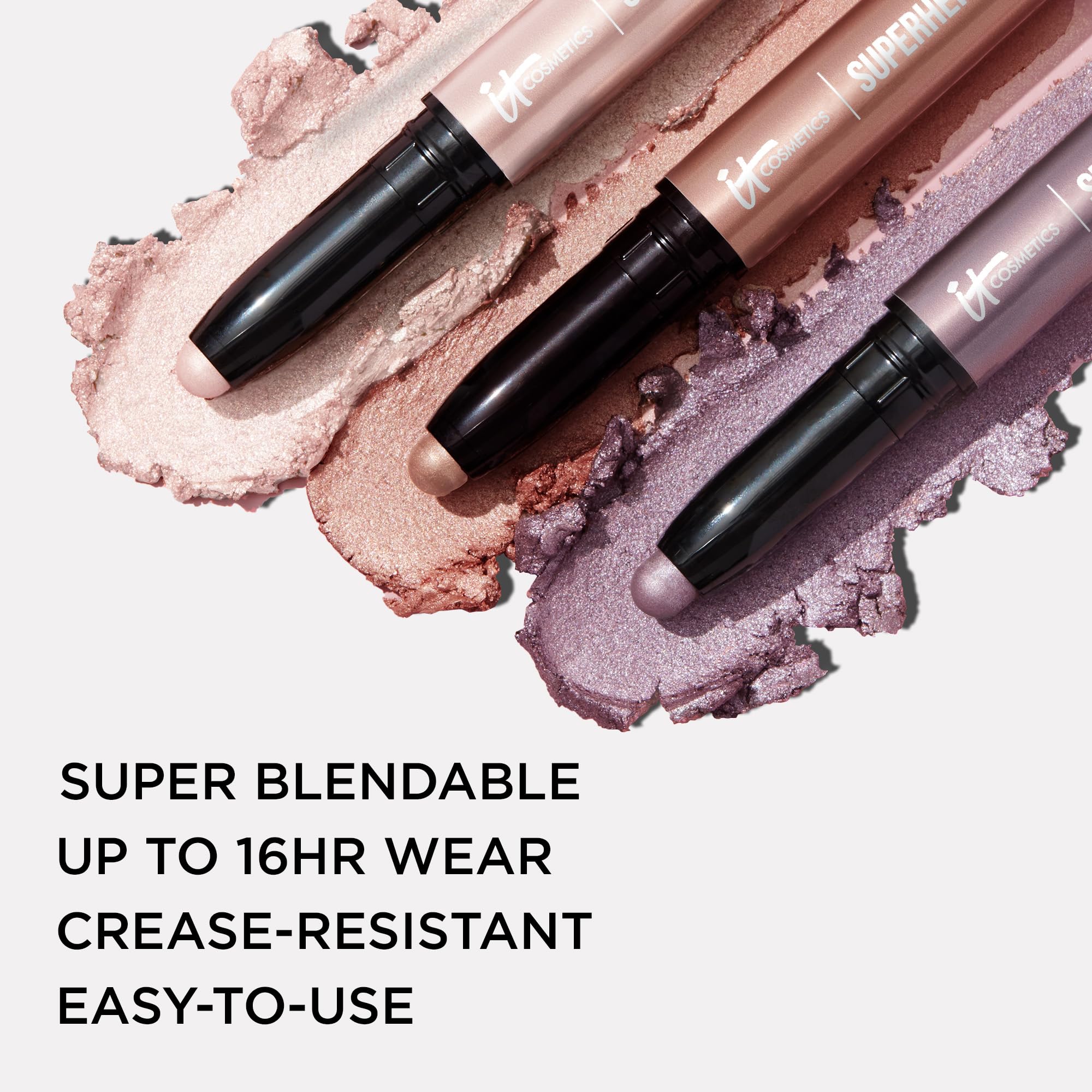 IT Cosmetics Superhero No-Tug Shadow Stick Bold Bubbly built-in primer promotes creaseless look.