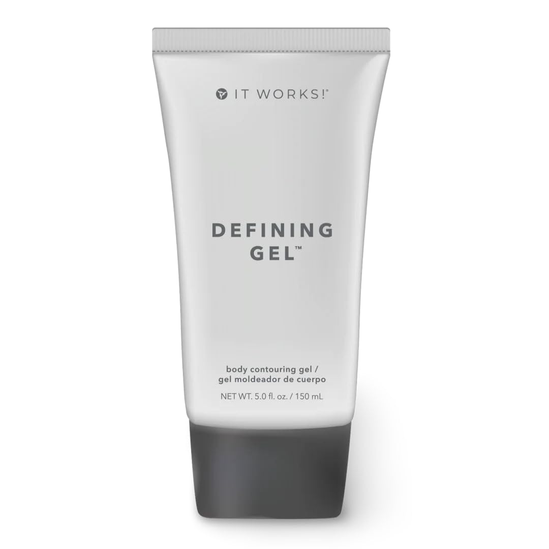 It Works! Defining Gel bottle close-up highlighting hydration and skin tightening.