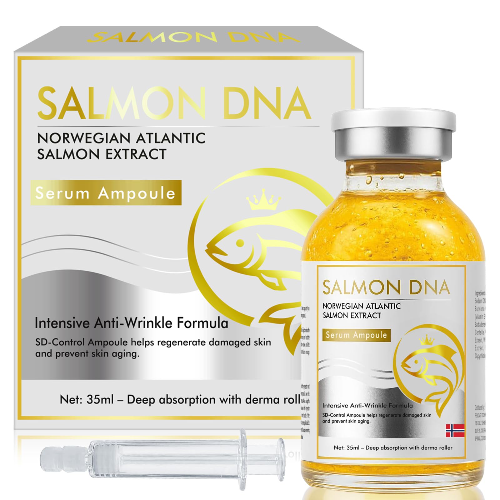 ITECFREELY Salmon DNA Serum bottle showing on-the-go hydration and anti-aging potential.