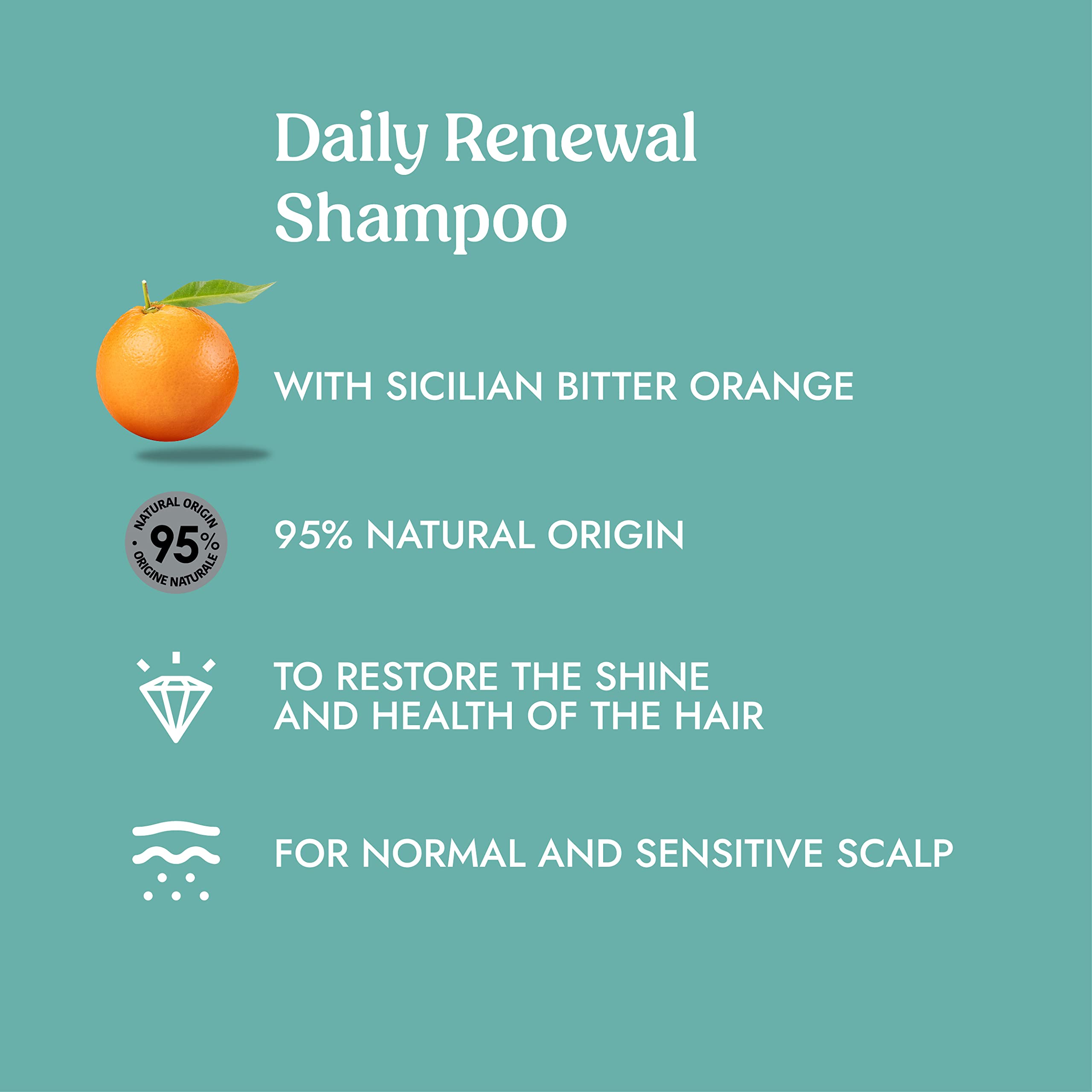 Sicilian orange fragrance note of ITÍNERA Itinera Daily Renewal Shampoo conveys fresh aroma.