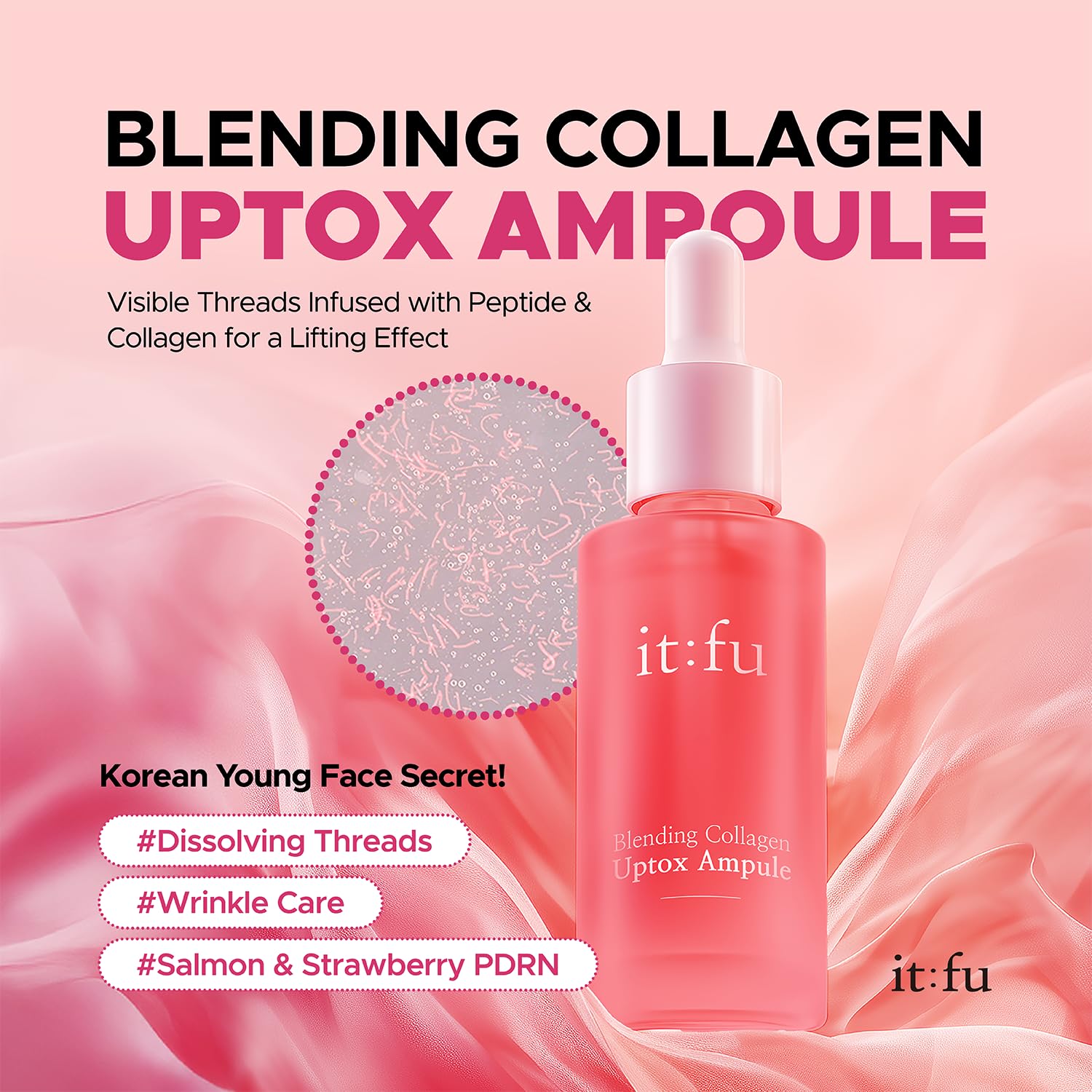 it:fu Blending Collagen UpTox Ampoule serum-texture close-up shows rich, silky consistency for easy absorption