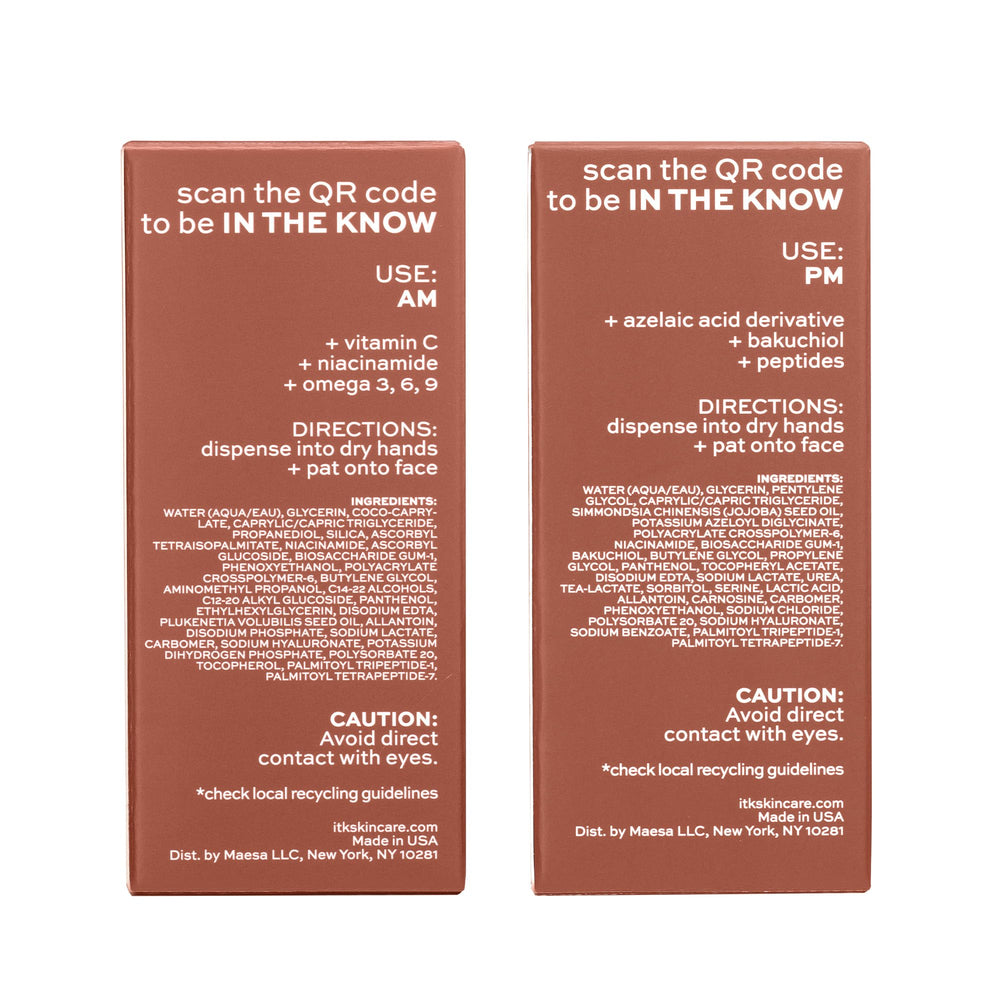 ITK Morning and Night routine serum pair side by side