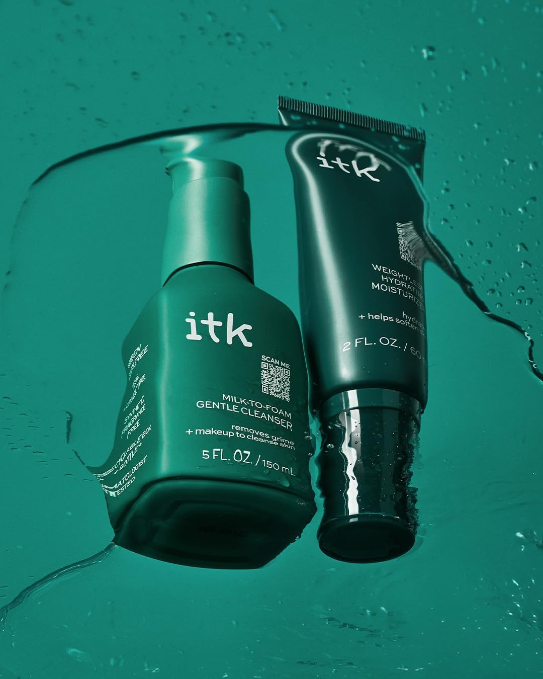 ITK Skincare day-night routine image suggests seamless cleansing and hydration.