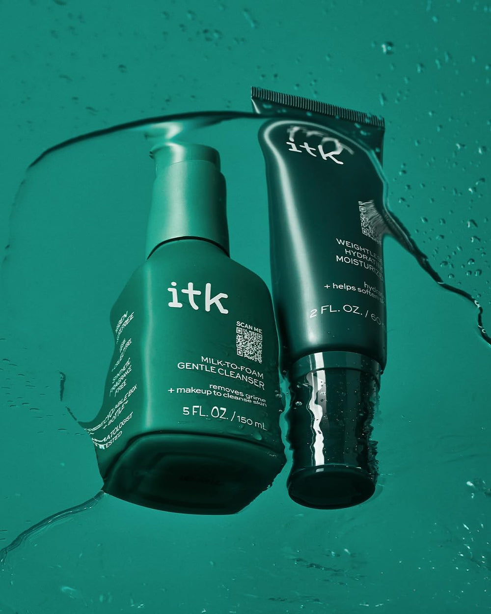 ITK Skincare day-night routine image suggests seamless cleansing and hydration.