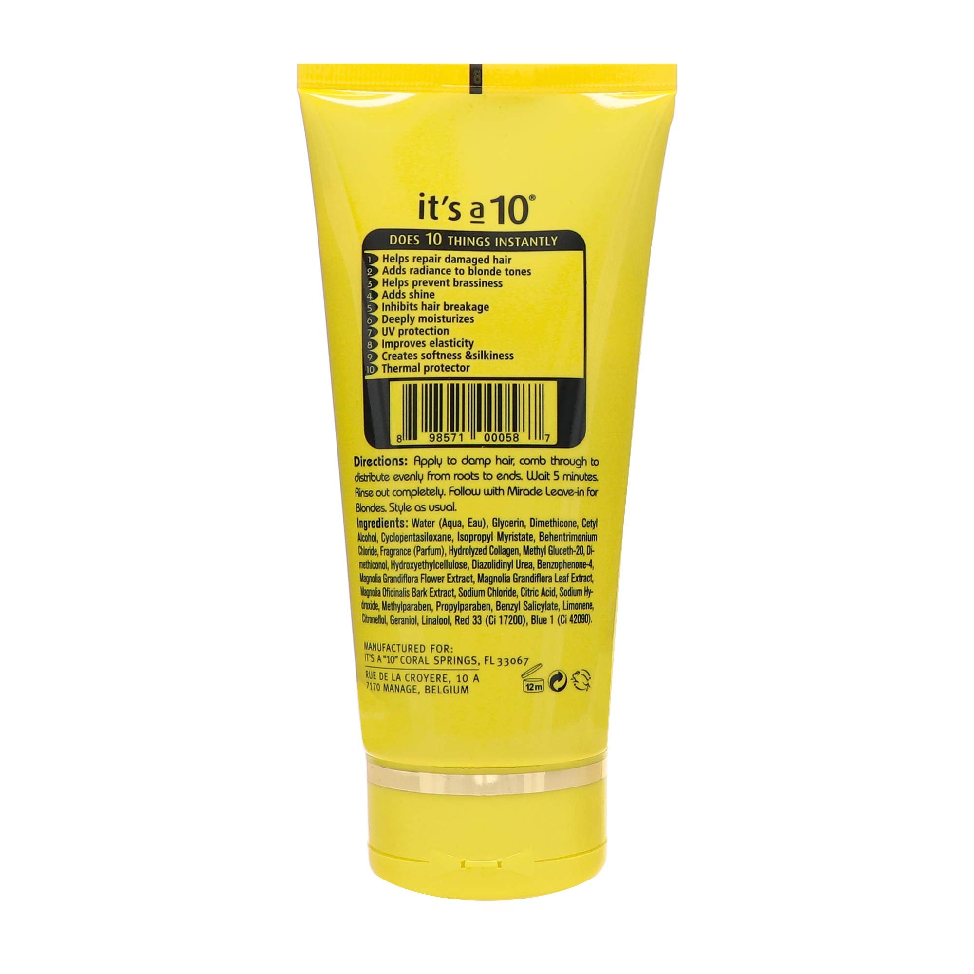 Its 10 Haircare blonde hair repair cream texture enhances smoothness and manageability.