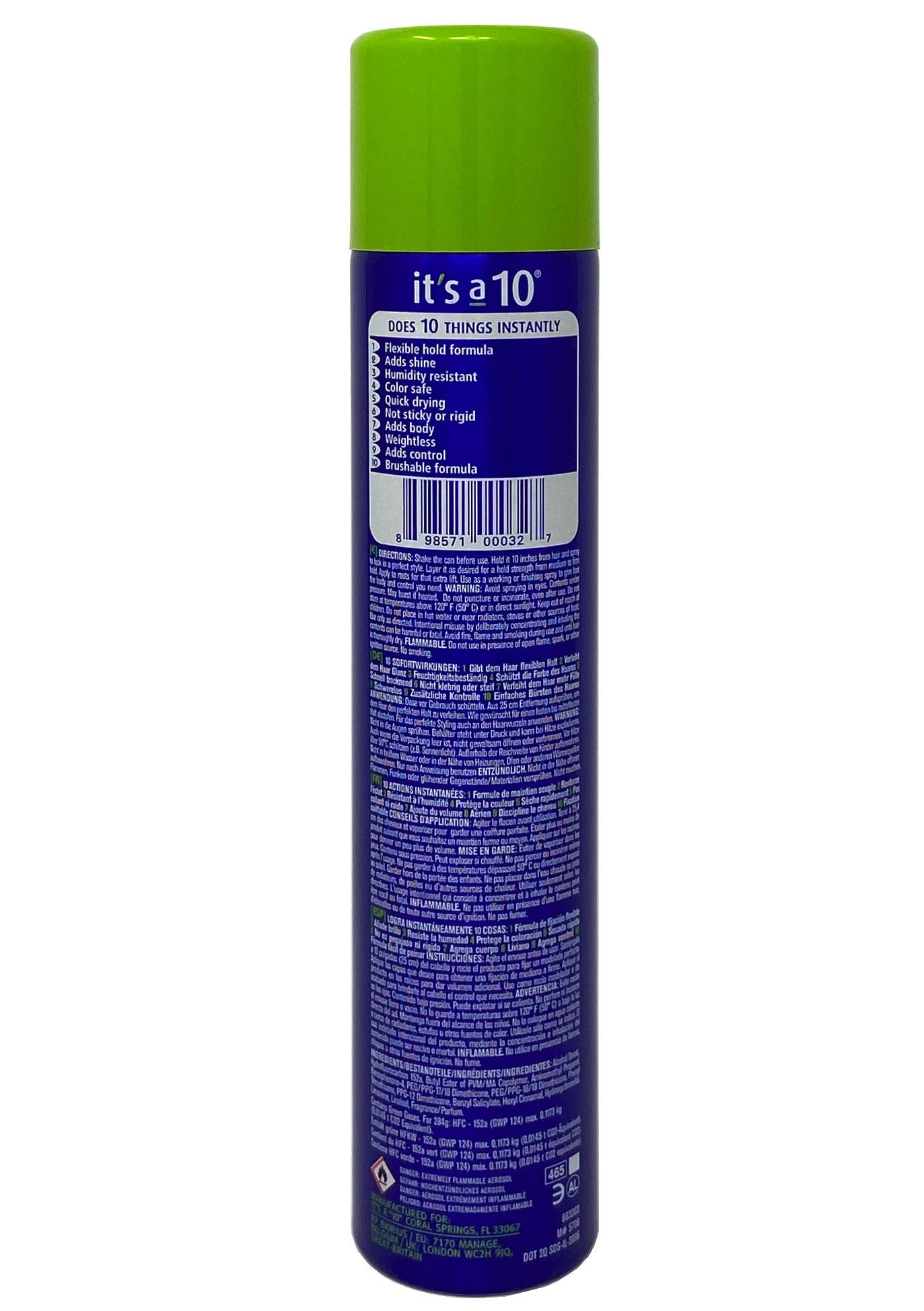 The Miracle Finishing Spray mist close-up shows humidity resistance and color-safe finish from the product.