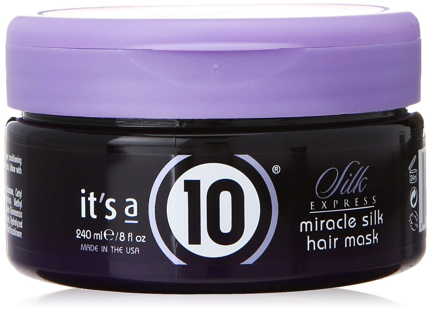 Its 10 Haircare Silk Express Miracle Hair Mask bottle for deep conditioning and silky shine.
