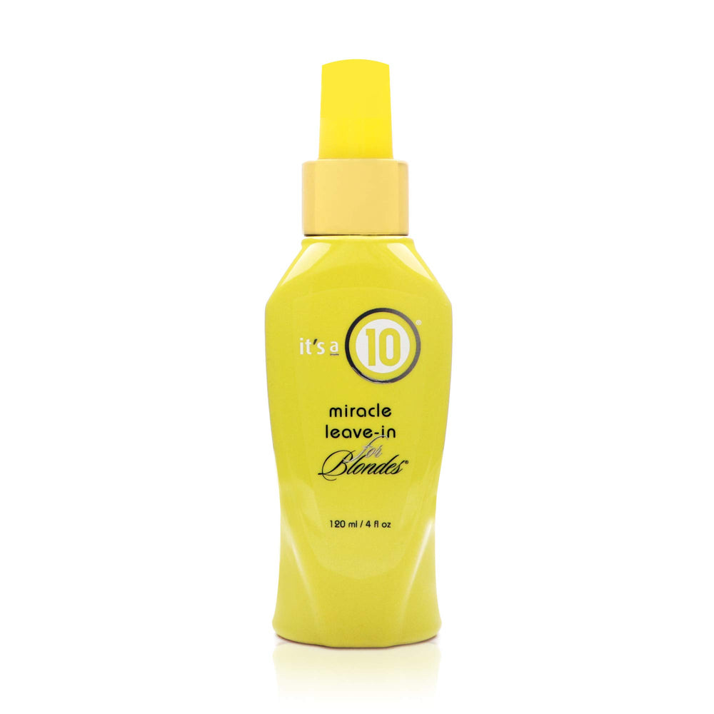 It's a 10 Blonde Miracle Leave-In bottle detangles and smooths blond hair.
