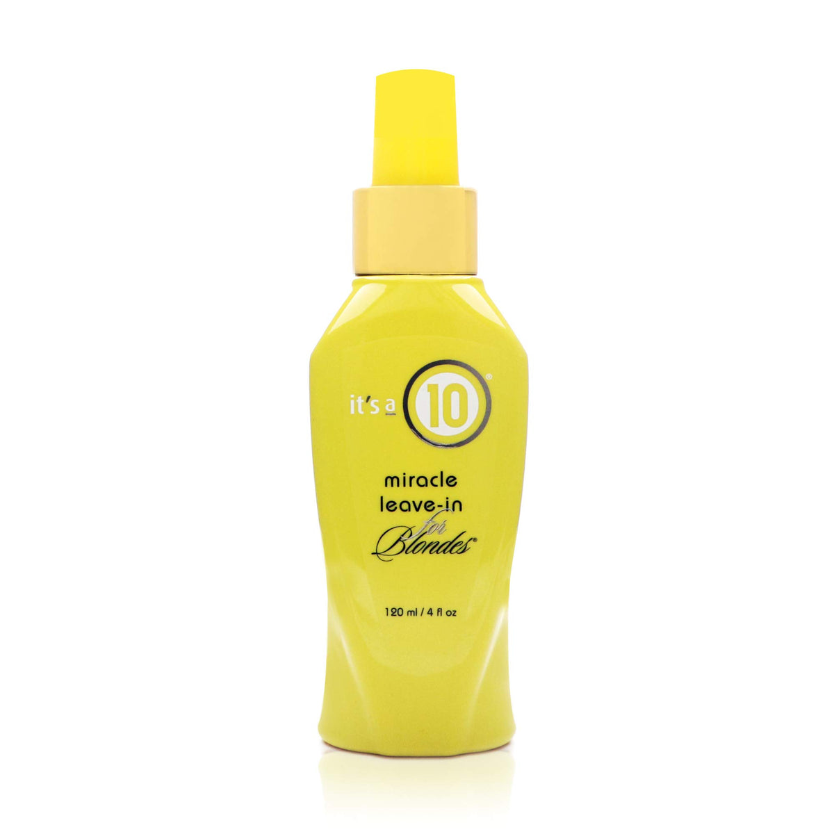 It's a 10 Blonde Miracle Leave-In bottle detangles and smooths blond hair.