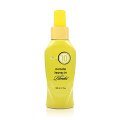 It's a 10 Blonde Miracle Leave-In bottle detangles and smooths blond hair.