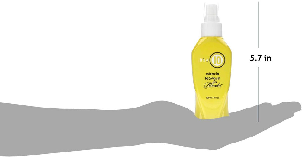 It's a 10 Blonde Leave-In pump action focuses on shine and frizz control.