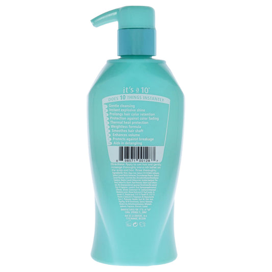 Its a 10 Haircare glossing shampoo close-up showing rich lather and smoothing effect