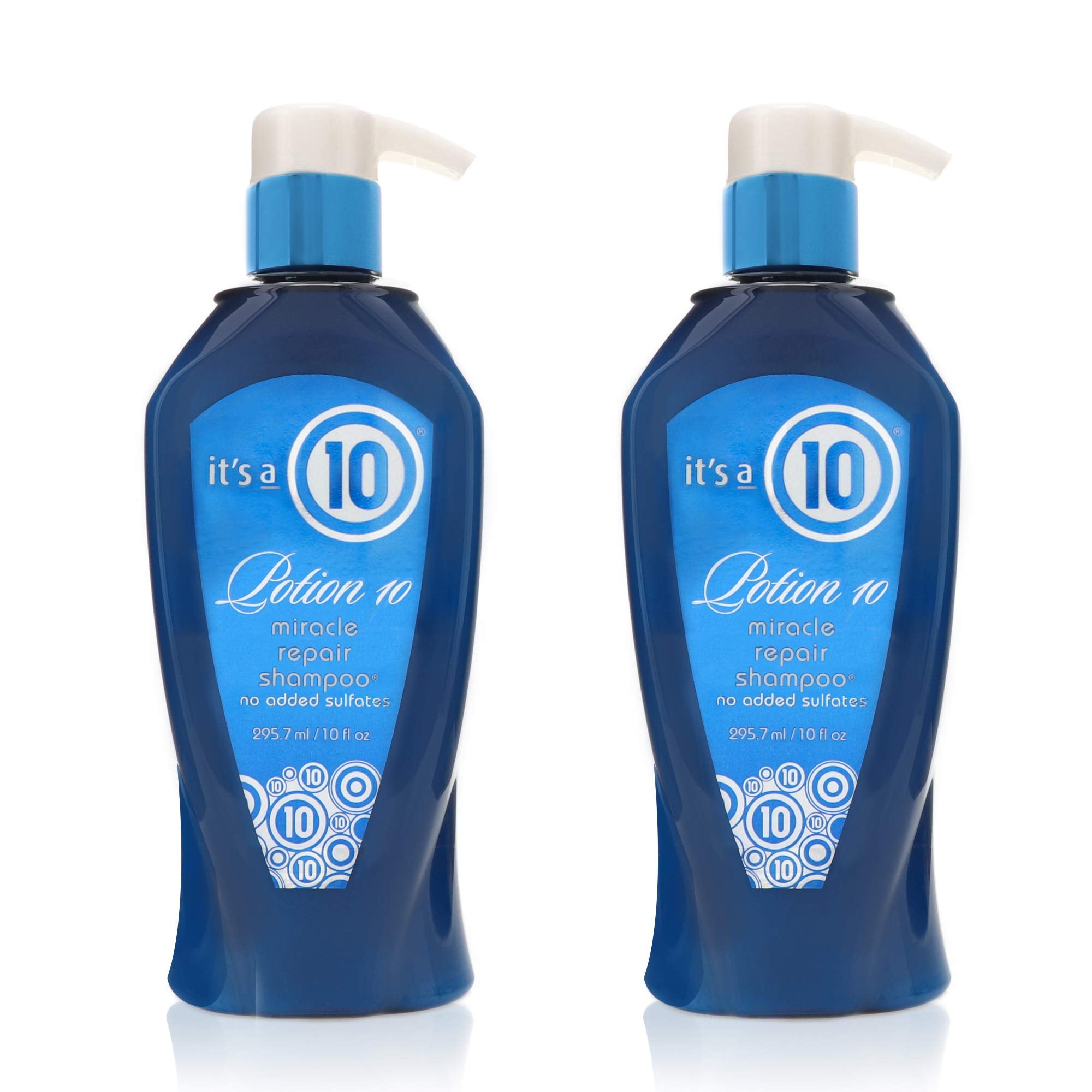 It's a 10 Haircare Potion 10 Miracle Repair Shampoo bottle close-up highlighting repair-focused formula