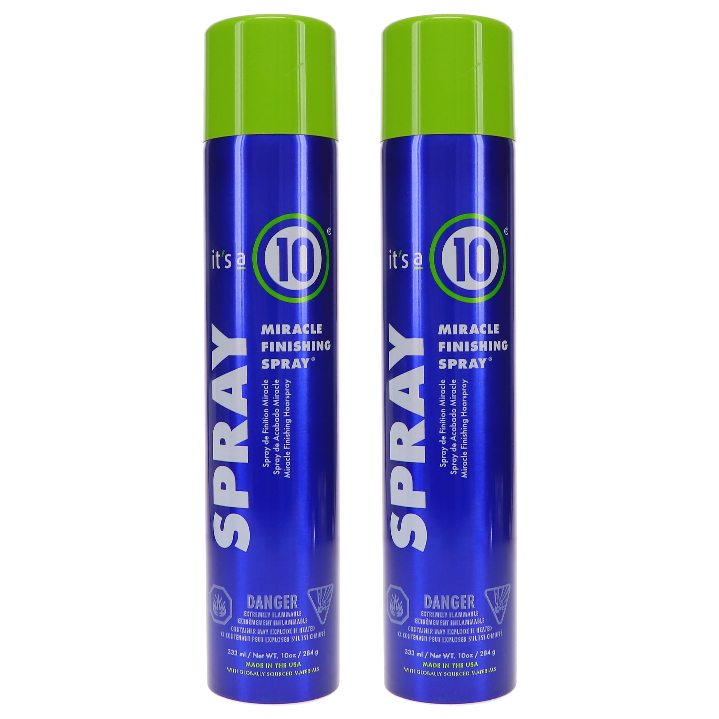 Its a 10 Miracle Finishing Spray bottle front shows a 10oz 2-pack for flexible hold